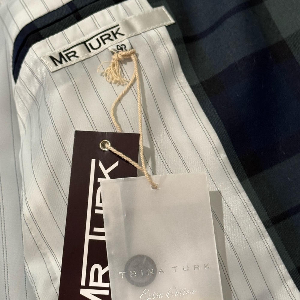 Mr. TURK Blue Green Tartan Plaid Blazer NWT Size 42 Sport Coat $495 retail Trina - Picture 6 of 12